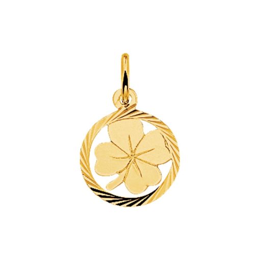 The Jewelry Collection | The Jewelry Collection Hanger Klavertje Gediamanteerd - Geelgoud (14 Krt.) | Nu te koop bij 14Karaats.nl | 10001091-Pendants