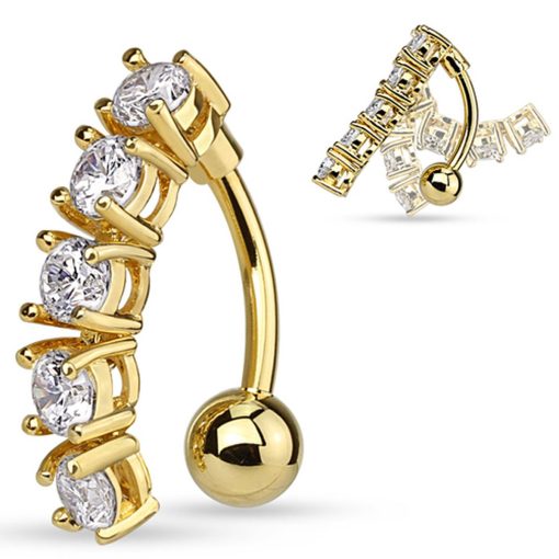 LMPiercings NL | Piercing 5 steentje wit gold plated 14kt. - LMPiercings | Nu te koop bij 14Karaats.nl | 10001087-Earrings/Body-piercing Jewellery