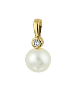 Sense Jewelry | Hanger Parel En Diamant 0.04ct H Si | Nu te koop bij 14Karaats.nl | 10001091-Pendants