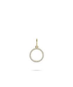 Jewels Inc. | Gisser Jewels - Hanger excl. Collier - Rond gezet met Zirkonia - 16mm x 10mm - 10mmØ - 14 Karaat Geelgoud | Nu te koop bij 14Karaats.nl | 10001091-Pendants