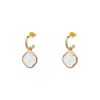 Petit Comité | Oorbellen Dames Klaver Maansteen Goud (925 Sterling Silver) | cadeau dames | Nu te koop bij 14Karaats.nl | 10001087-Earrings/Body-piercing Jewellery