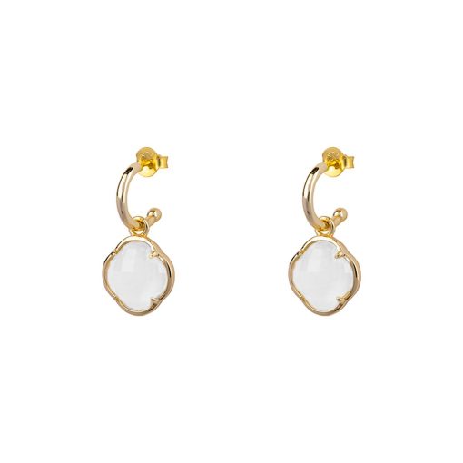 Petit Comité | Oorbellen Dames Klaver Maansteen Goud (925 Sterling Silver) | cadeau dames | Nu te koop bij 14Karaats.nl | 10001087-Earrings/Body-piercing Jewellery