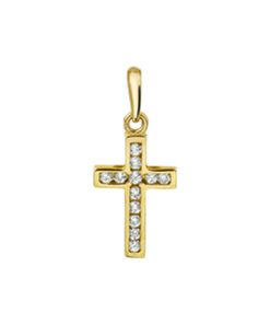 The Jewelry Collection | Huiscollectie Hanger Geelgoud Kruis En Zirkonia | Nu te koop bij 14Karaats.nl | 10001091-Pendants
