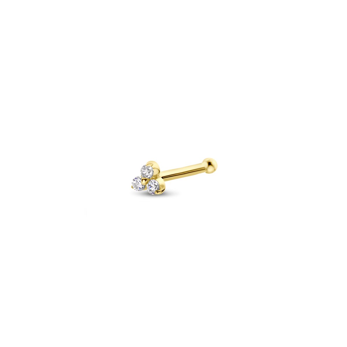 LEV Sieraden | Lev Sieraden - 14k Geelgoude Neus piercing - Oorknopje met 3 zirkonia kogels | Koop bij 14Karaats.nl LEV Sieraden | Lev Sieraden - 14k Geelgoude Neus piercing - Oorknopje met 3 zirkonia kogels | Nu te koop bij 14Karaats.nl | 10001087-Earrings/Body-piercing Jewellery