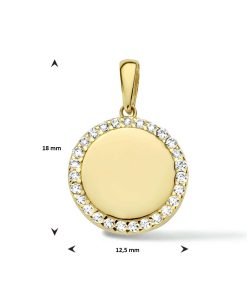 Sense Jewelry | Graveerhanger Rond Zirkonia | Nu te koop bij 14Karaats.nl | 10001091-Pendants
