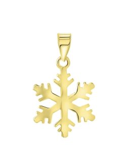Lucardi | Lucardi Dames 14 Karaat geelgouden hanger sneeuwvlok - Hanger - 14 Karaat Goud - Geelgoud | Nu te koop bij 14Karaats.nl | 10001091-Pendants