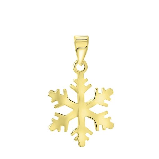 Lucardi | Lucardi Dames 14 Karaat geelgouden hanger sneeuwvlok - Hanger - 14 Karaat Goud - Geelgoud | Nu te koop bij 14Karaats.nl | 10001091-Pendants