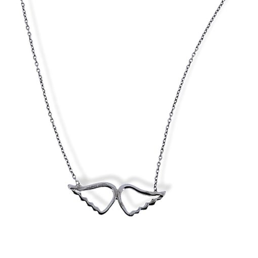 Star juwelier | Witgouden Ketting Engel Vleugels Hanger 14 karaats | Nu te koop bij 14Karaats.nl | 10001091-Pendants
