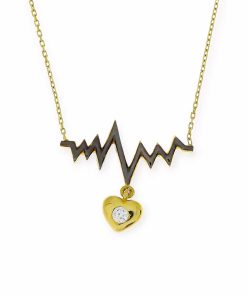 Star juwelier | Gouden Ketting Hartje Hartslag Hanger Zirkonia 14 karaats | Nu te koop bij 14Karaats.nl | 10001091-Pendants