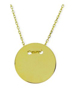 Star juwelier | Gouden Ketting met Graveerplaat Rond 15 mm 14 karaats | Nu te koop bij 14Karaats.nl | 10001091-Pendants