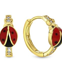 Juwelier Emo | Juwelier Emo - Lieveheersbeestje Oorbellen Goud - 14 Karaat – Diameter 12mm | Nu te koop bij 14Karaats.nl | 10001087-Earrings/Body-piercing Jewellery