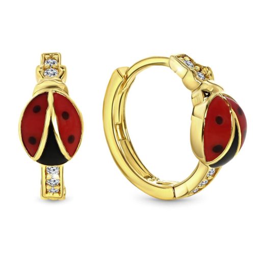 Juwelier Emo | Juwelier Emo - Lieveheersbeestje Oorbellen Goud - 14 Karaat – Diameter 12mm | Nu te koop bij 14Karaats.nl | 10001087-Earrings/Body-piercing Jewellery