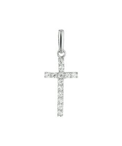 Jonline | Schitterende 14K Wit Gouden Hanger Kruis Zirkonia | Nu te koop bij 14Karaats.nl | 10001091-Pendants