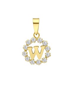 Lucardi | Lucardi Dames 14 karaat geelgouden letthanger met zirkonia - Hanger - 14 Karaat Goud - Geelgoud | Nu te koop bij 14Karaats.nl | 10001091-Pendants