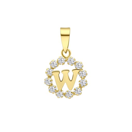 Lucardi | Lucardi Dames 14 karaat geelgouden letthanger met zirkonia - Hanger - 14 Karaat Goud - Geelgoud | Nu te koop bij 14Karaats.nl | 10001091-Pendants