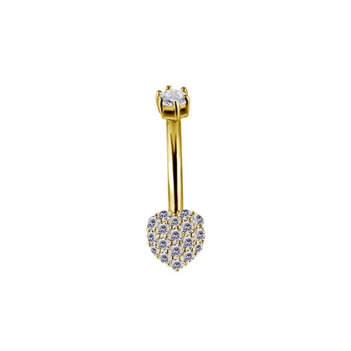 Piercings works | Prachtige Navelpiercing van 18 Karaats Goud met Hartvormig Ontwerp en Zirkonia | Nu te koop bij 14Karaats.nl | 10001087-Earrings/Body-piercing Jewellery