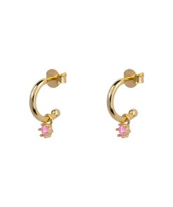 Petit Comité | Oorbellen - Zilvergehalte 925 - Geboortesteen Oktober - Rozenkwarts - Verguld 18K | Nu te koop bij 14Karaats.nl | 10001087-Earrings/Body-piercing Jewellery