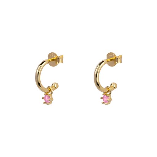 Petit Comité | Oorbellen - Zilvergehalte 925 - Geboortesteen Oktober - Rozenkwarts - Verguld 18K | Nu te koop bij 14Karaats.nl | 10001087-Earrings/Body-piercing Jewellery