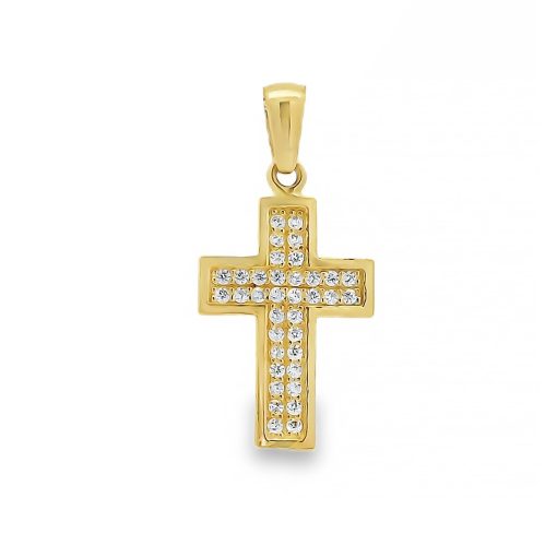 Zwartevalk | Juwelier Zwartevalk 14 karaat gouden kruis hanger met zirkonia - 14.211 | Nu te koop bij 14Karaats.nl | 10001091-Pendants
