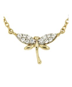 Hetty'S | 14 karaat gouden collier met libelle en Zirconia's | Nu te koop bij 14Karaats.nl | 10001090-Necklaces/Necklets