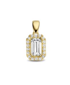 Kasius | 14K geelgoud hanger zirkonia halo 4028200 | Nu te koop bij 14Karaats.nl | 10001091-Pendants