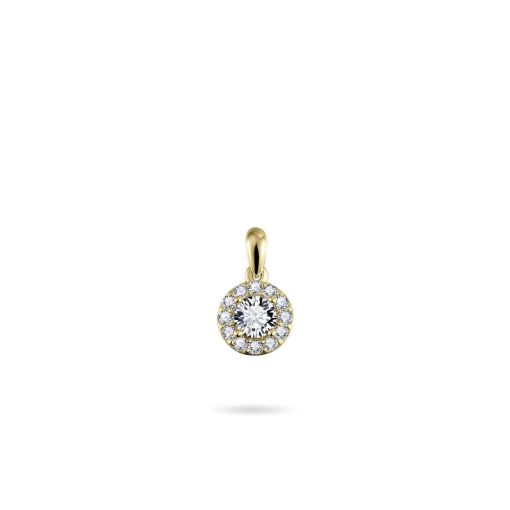 GISSER | Gisser Jewels - Hanger excl. Ketting - Solitaire omringt met Zirkonia stenen - 8mmØ - 14 Karaat Geelgoud | Nu te koop bij 14Karaats.nl | 10001091-Pendants