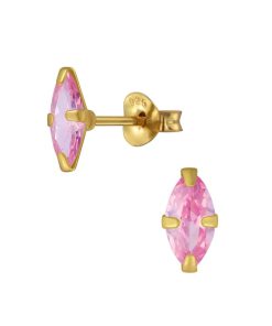 JYC | Joy|S - Zilveren marquise oorbellen - zirkonia roze - gold plated | Nu te koop bij 14Karaats.nl | 10001087-Earrings/Body-piercing Jewellery