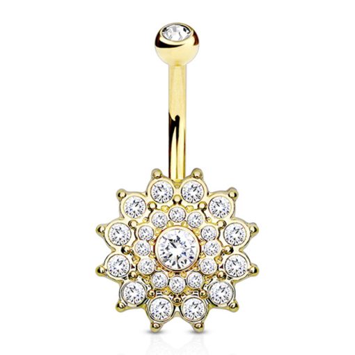 LMPiercings NL | Navelpiercing dahlia wit gold plated - LMPiercings | Nu te koop bij 14Karaats.nl | 10001087-Earrings/Body-piercing Jewellery