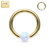 LMPiercings NL | 14 kt. piercing hoop ring goud met opal steentje 0.8x8mm - LMPiercings | Nu te koop bij 14Karaats.nl | 10001087-Earrings/Body-piercing Jewellery
