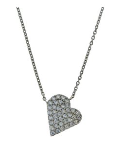 Star juwelier | Witgouden Ketting Hart Hanger Zirkonia 14 karaats | Nu te koop bij 14Karaats.nl | 10001091-Pendants
