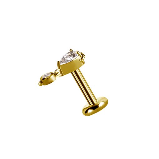 Piercings works | Stralende Elegantie: 18 Karaats Gouden Oorpiercing met Zirkonia | Nu te koop bij 14Karaats.nl | 10001087-Earrings/Body-piercing Jewellery