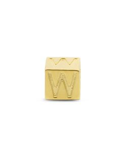 New Bling | New Bling 9NBG-912W Gouden Kubus met Letter W - 3