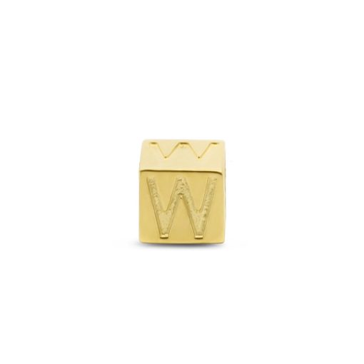 New Bling | New Bling 9NBG-912W Gouden Kubus met Letter W - 3