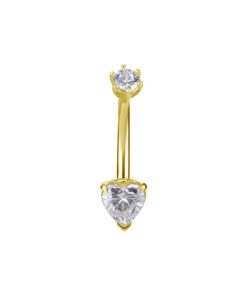 Piercings works | 18 Karaat Gouden Navelpiercing met Schitterende Hartvormige Zirkonia | Nu te koop bij 14Karaats.nl | 10001087-Earrings/Body-piercing Jewellery