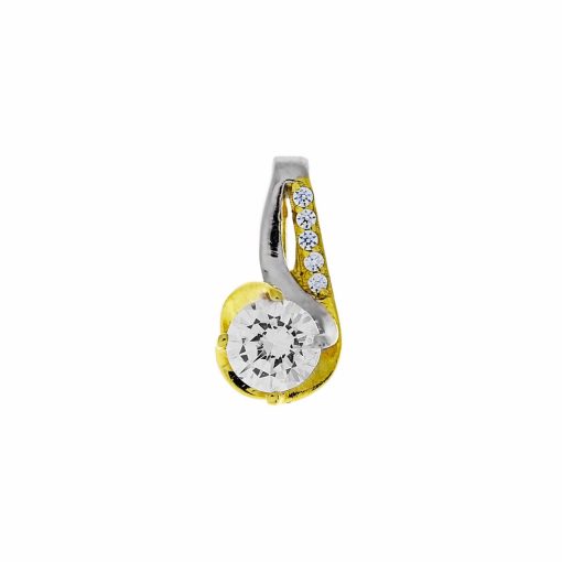 Star juwelier | Gouden Bicolor Solitaire Hanger | 20 mm | 9 mm | Zirkonia |14 karaats | Nu te koop bij 14Karaats.nl | 10001091-Pendants