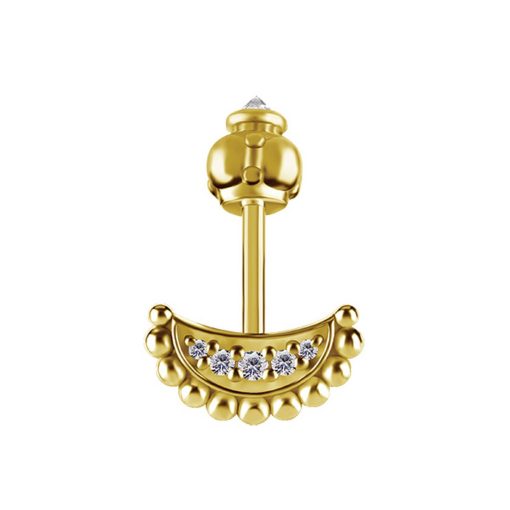 Piercings works | Betoverende Elegantie: 18Karaat Gouden Piercing voor Verticale Helix met Hoogwaardige Zirkonia | Nu te koop bij 14Karaats.nl | 10001087-Earrings/Body-piercing Jewellery