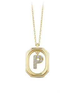 Star juwelier | Goud Hanger Letter P met Ketting Zirkonia 14 karaats | Nu te koop bij 14Karaats.nl | 10001091-Pendants