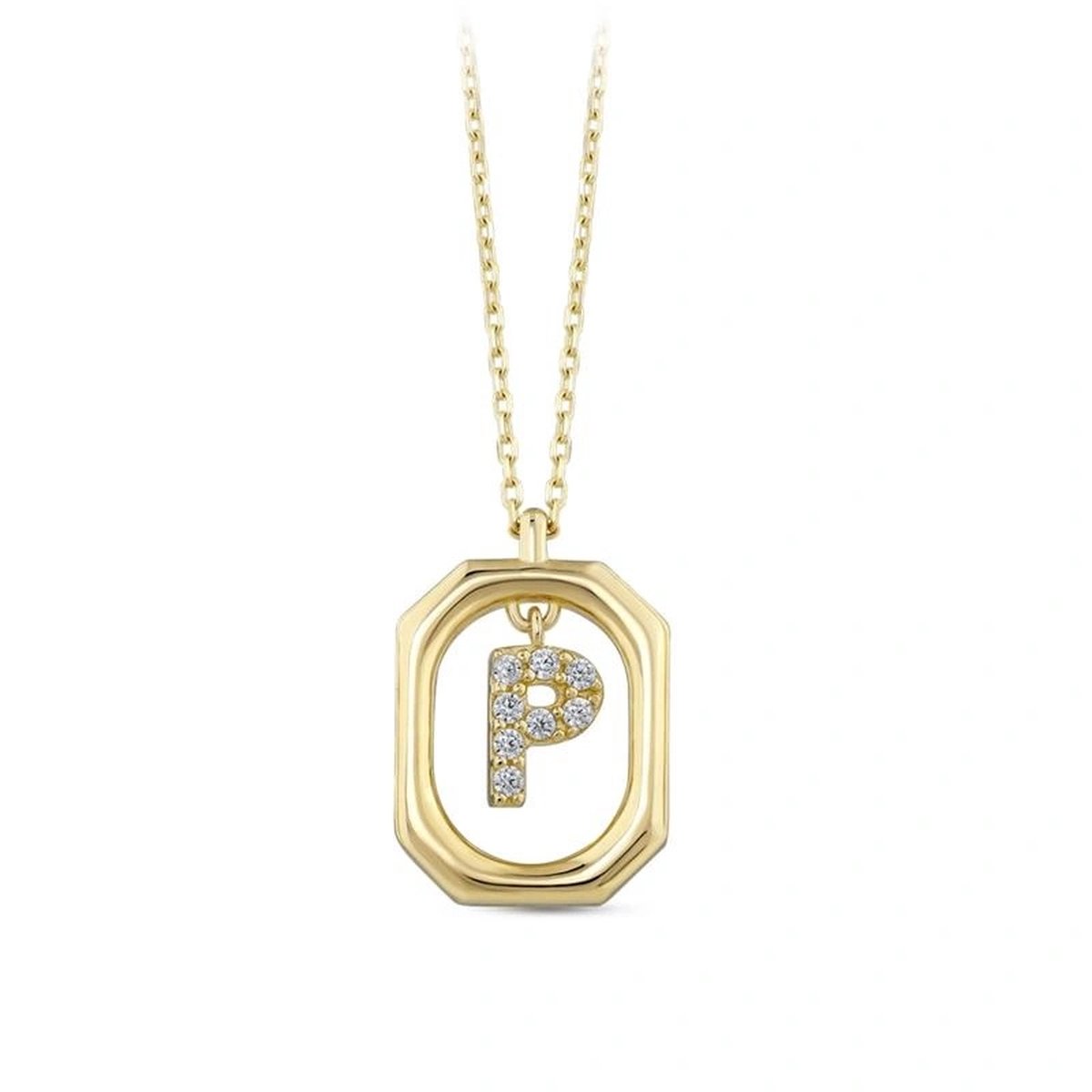 Star juwelier | Goud Hanger Letter P met Ketting Zirkonia 14 karaats | Koop bij 14Karaats.nl Star juwelier | Goud Hanger Letter P met Ketting Zirkonia 14 karaats | Nu te koop bij 14Karaats.nl | 10001091-Pendants