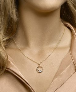 Sense Jewelry | Hanger Rond Zirkonia Bicolor Gestift | Nu te koop bij 14Karaats.nl | 10001091-Pendants