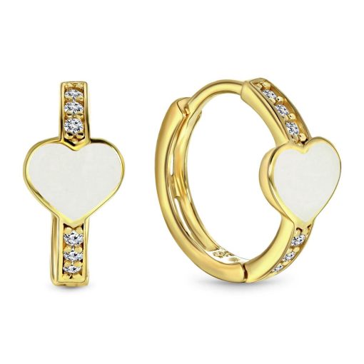 Juwelier Emo | Juwelier Emo - Hart Oorbellen Goud - 14 Karaat – WIT – Diameter 12mm | Nu te koop bij 14Karaats.nl | 10001087-Earrings/Body-piercing Jewellery