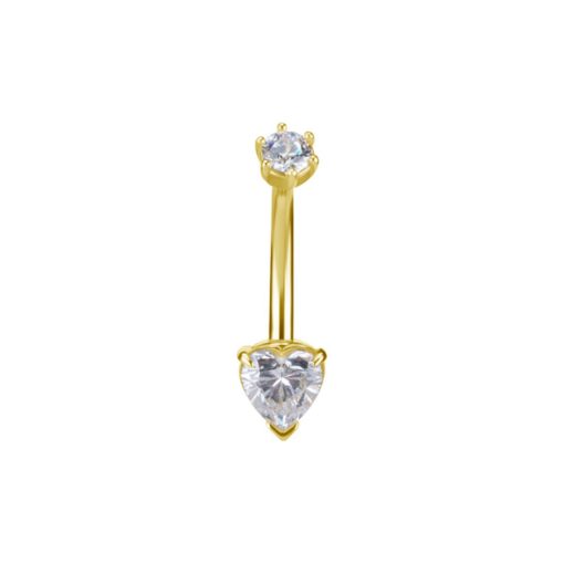 Piercings works | 18 Karaat Gouden Navelpiercing met Schitterende Hartvormige Zirkonia | Nu te koop bij 14Karaats.nl | 10001087-Earrings/Body-piercing Jewellery