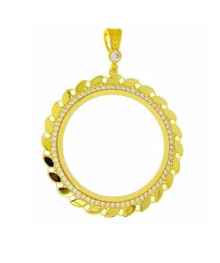 Star juwelier | Gouden Muntrand Hanger Voor Gouden Tientje - Halve Lira - Hele Resat Zirkonia Pullu 14 karaats | Nu te koop bij 14Karaats.nl | 10001091-Pendants