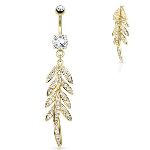 LMPiercings NL | Navelpiercing blad gold plated - LMPiercings | Nu te koop bij 14Karaats.nl | 10001087-Earrings/Body-piercing Jewellery