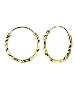 JYC | Joy|S - Zilveren oorringen 16 mm - diamond cut - gold plated | Nu te koop bij 14Karaats.nl | 10001087-Earrings/Body-piercing Jewellery