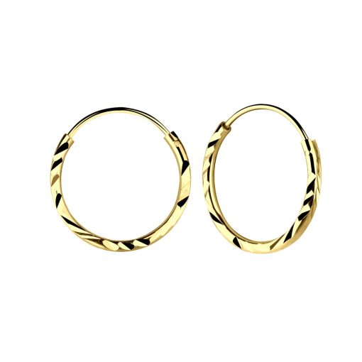 JYC | Joy|S - Zilveren oorringen 16 mm - diamond cut - gold plated | Nu te koop bij 14Karaats.nl | 10001087-Earrings/Body-piercing Jewellery
