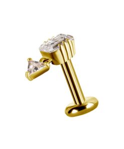 Piercings works | 18 Karaats Gouden Piercing met Pijlontwerp en Zirkonia Stenen | Nu te koop bij 14Karaats.nl | 10001087-Earrings/Body-piercing Jewellery