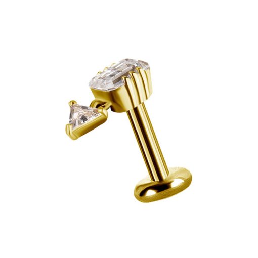 Piercings works | 18 Karaats Gouden Piercing met Pijlontwerp en Zirkonia Stenen | Nu te koop bij 14Karaats.nl | 10001087-Earrings/Body-piercing Jewellery