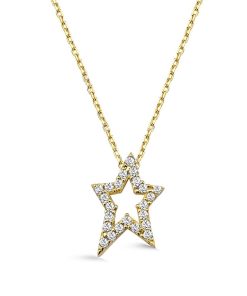 QoF | 18K Goud Ster met Swarovski® Kristal Ketting - 40cm +5cm | Nu te koop bij 14Karaats.nl | 10001091-Pendants