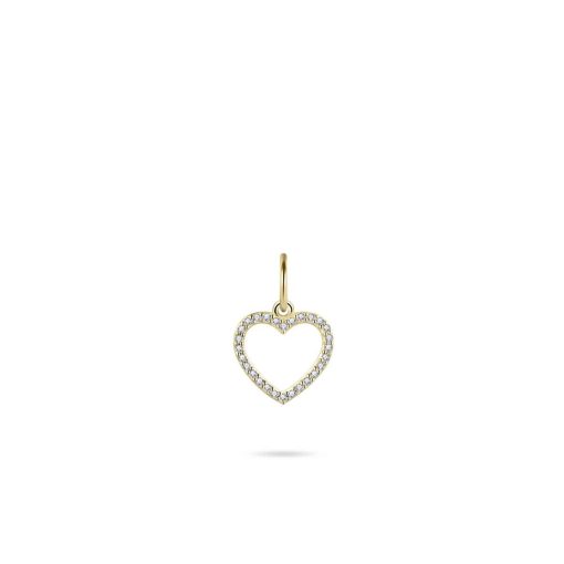 Jewels Inc. | Gisser Jewels - Hanger excl. Collier - Hart gezet met Zirkonia- 14mm x 10mm - 14 Karaat Geelgoud | Nu te koop bij 14Karaats.nl | 10001091-Pendants