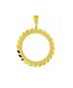 Star juwelier | Gouden Muntrand Hanger Voor Gouden Vijfje - Kwart Lira Ataturk Zirkonia Pullu 14 karaats | Nu te koop bij 14Karaats.nl | 10001091-Pendants